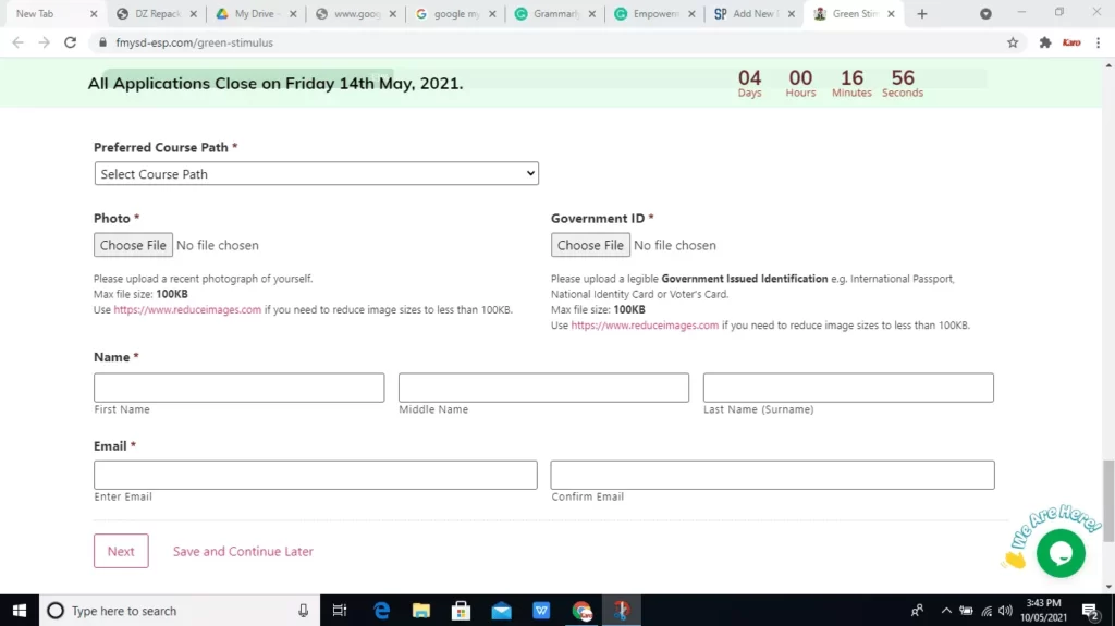 Screenshot green stimulus of Empowerment for Nigerian Youth